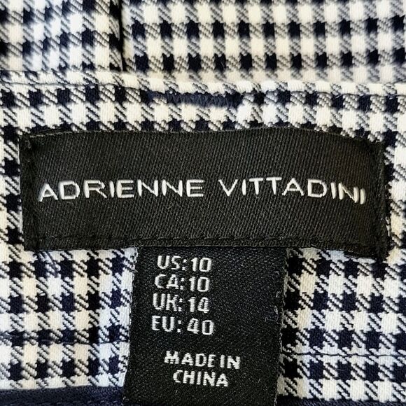 Adrienne Vittadini Black & White Plaid Slim Fit Stretch Cropped Pants Size 10 - Picture 5 of 8